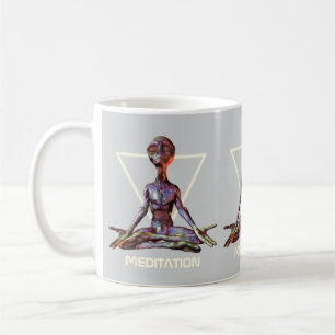 Mug Méditation. Alien en pose tranquille