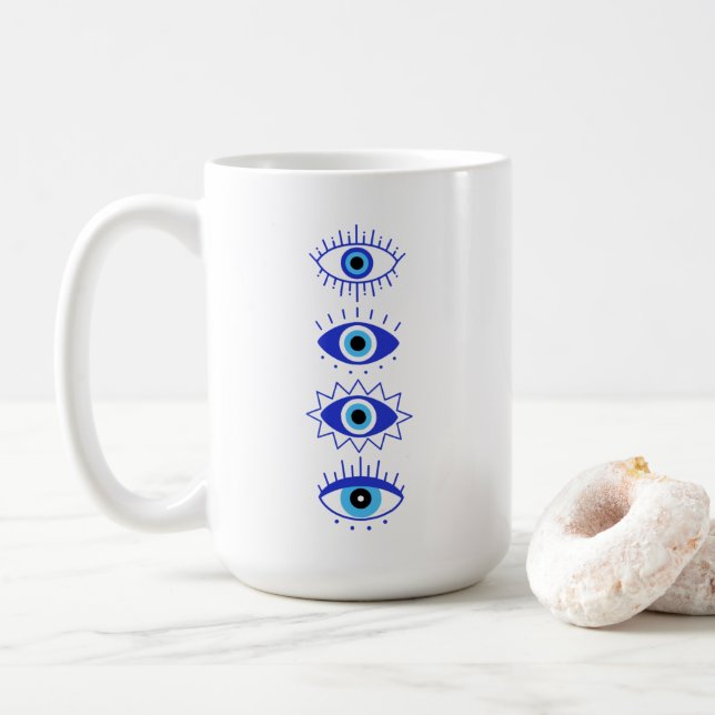 Mug Méditation de l'énergie du mal bleu Hamsa Mystical (Avec donut)