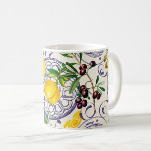 Mug méditerranéen, style toscan, olives, motif
