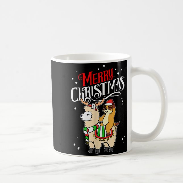 Mug Meerkat Merry Christmas Reindeer Llama Riding Meer (Droite)