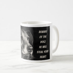 Mug Méfiez-vous du chien, photo de l'animal de compagn