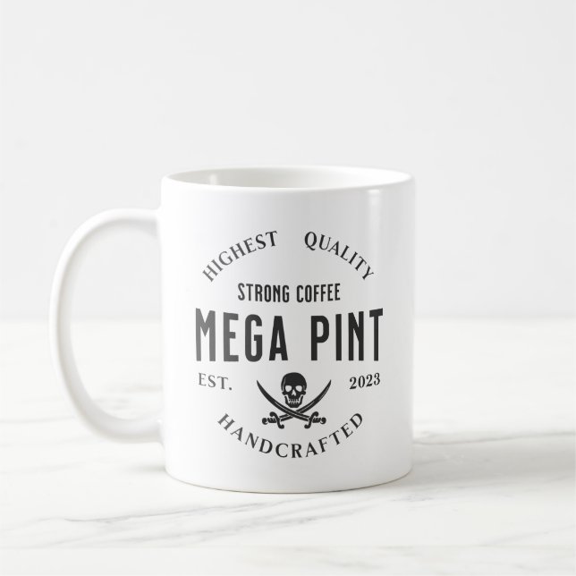 Mug Mega Pint Strong Pirate Coffee Crâne et épées (Gauche)
