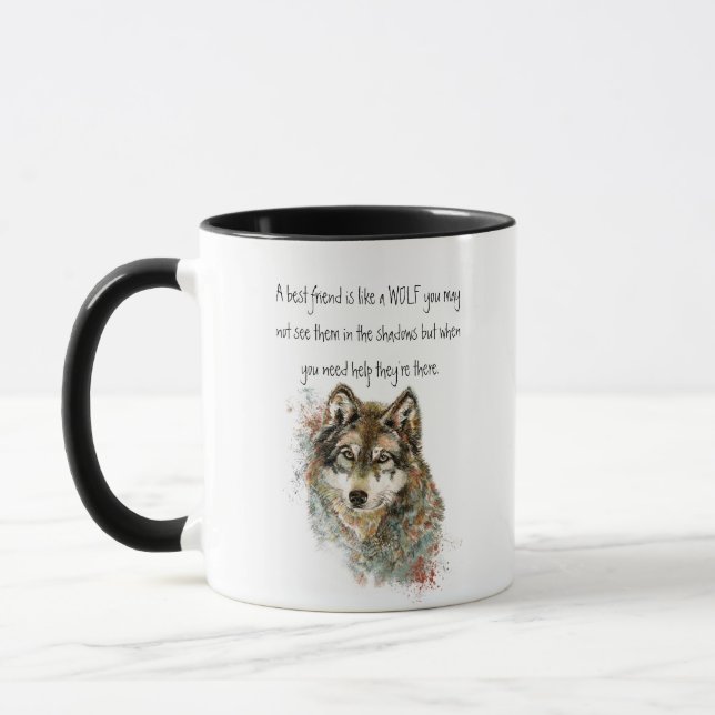 Mug Meilleur Ami Citation Inspirationnelle Wolf, Wolve (Gauche)