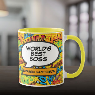 Mug Meilleur Boss Ever Amusant Retro Pop Art Livre