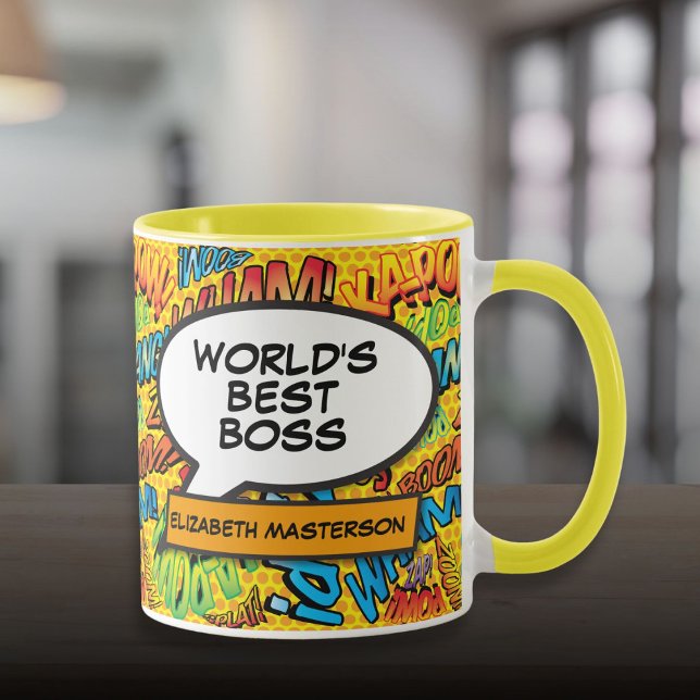 Mug Meilleur Boss Ever Amusant Retro Pop Art Livre (Best Boss Ever Fun Retro Pop Art Comic Book Mug)