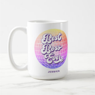 Mug Meilleur Boss Jamais   Boule Disco Colorée   Nom p