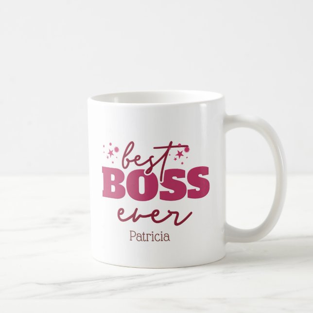 Mug Meilleur Boss Jamais Personnalisé Lettres Roses (Droite)