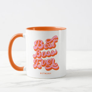 Mug Meilleur Boss Jamais Rétro Orange Personnalisé Nom
