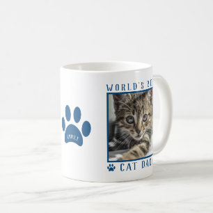 Mug Meilleur Chat Papa Bleu Empreinte de patte Nom de 