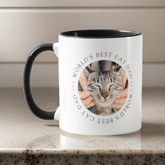 Mug Meilleur Chat Papa Élégant Simple Photo Personnali (Créateur téléchargé)