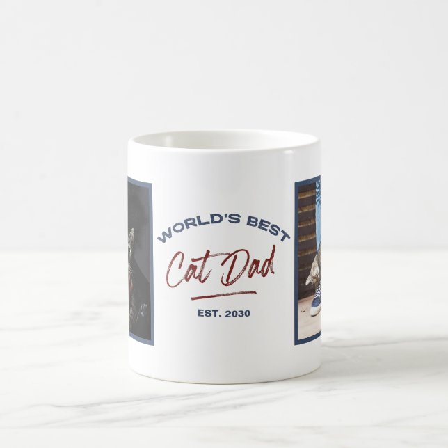 Mug Meilleur Chat Papa Est au monde. Date 2 Photo (Centre)