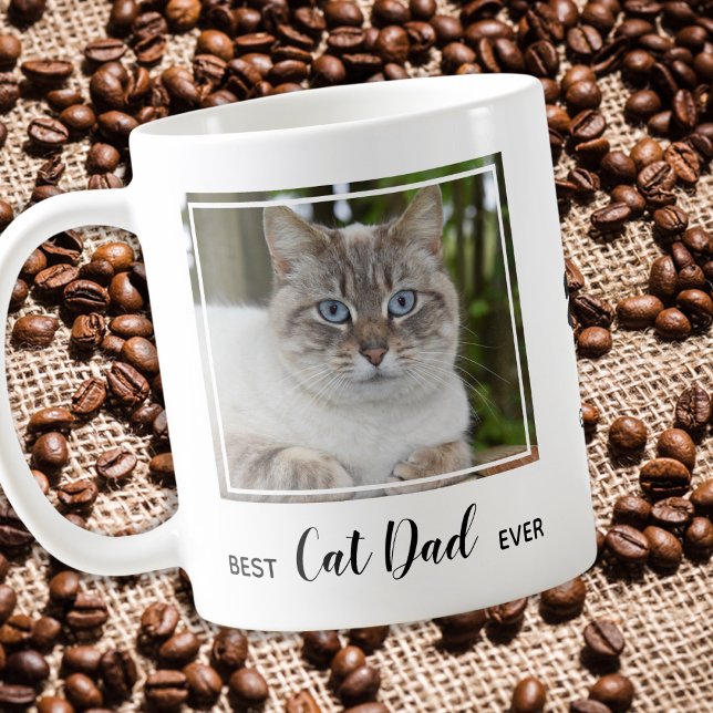 Mug Meilleur Chat Papa Jamais- Photo personnalisée Cut (Créateur téléchargé)