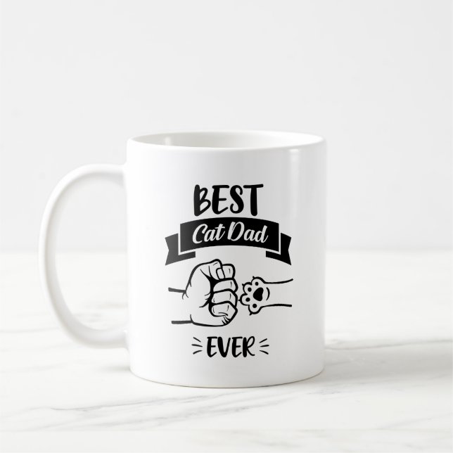 Mug Meilleur Chat Papa Jamais Poing & Paw Bump Citatio (Gauche)