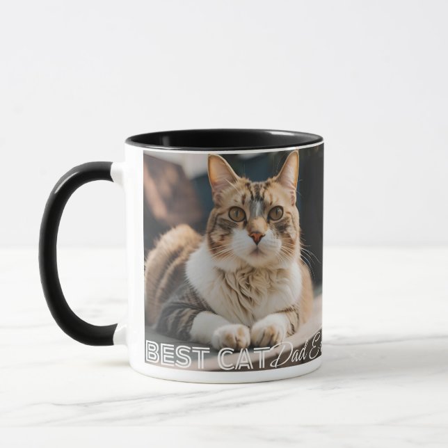 Mug Meilleur Chat Papa Jamais une photo personnalisée  (Gauche)
