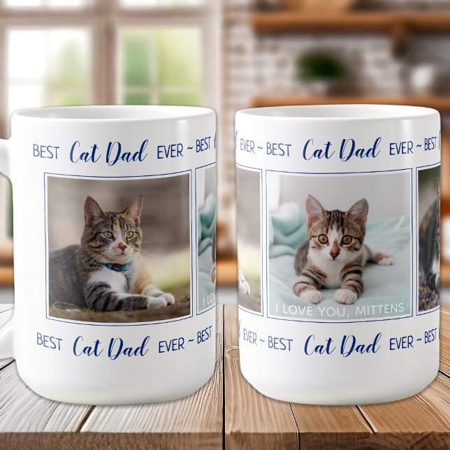 Mug Meilleur Chat Papa Toujours Personnalisé 3 Photo C (Créateur téléchargé)
