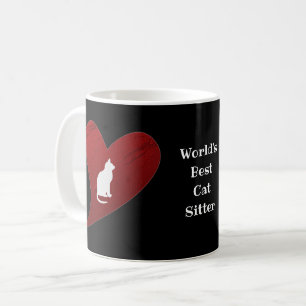 Mug Meilleur Chat Sitter Blanc Chat Coeur Merci du mon