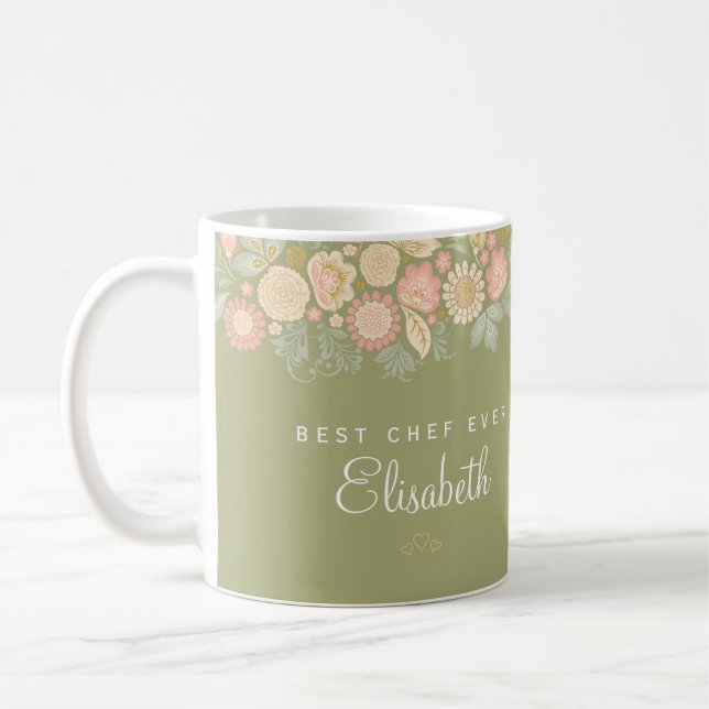 Mug Meilleur chef jamais nom personnalisé élégant rust (Gauche)