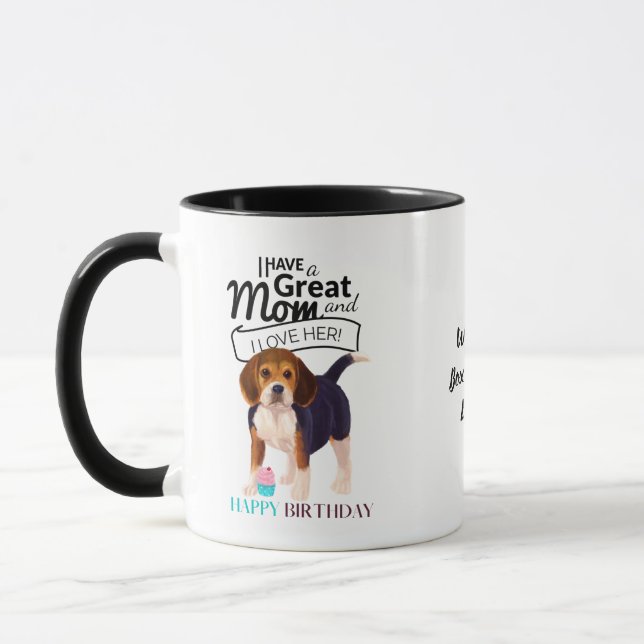 Mug MEILLEUR CHIEN BEAGLE MOM MOM Fun personnalisé (Gauche)