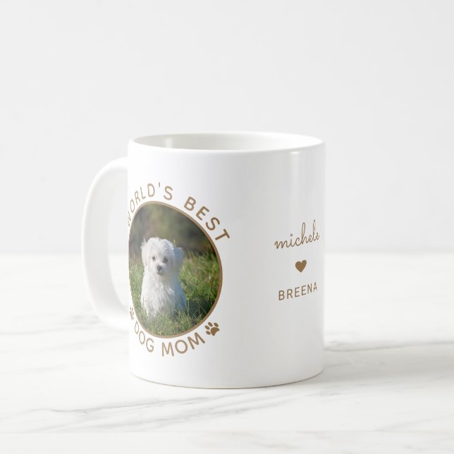 Mug Meilleur Chien Maman Gold du monde Nom personnalis (Devant gauche)