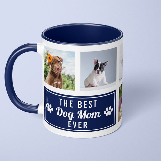 Mug Meilleur Chien Maman Jamais Marine Blue Pet Collag (Créateur téléchargé)