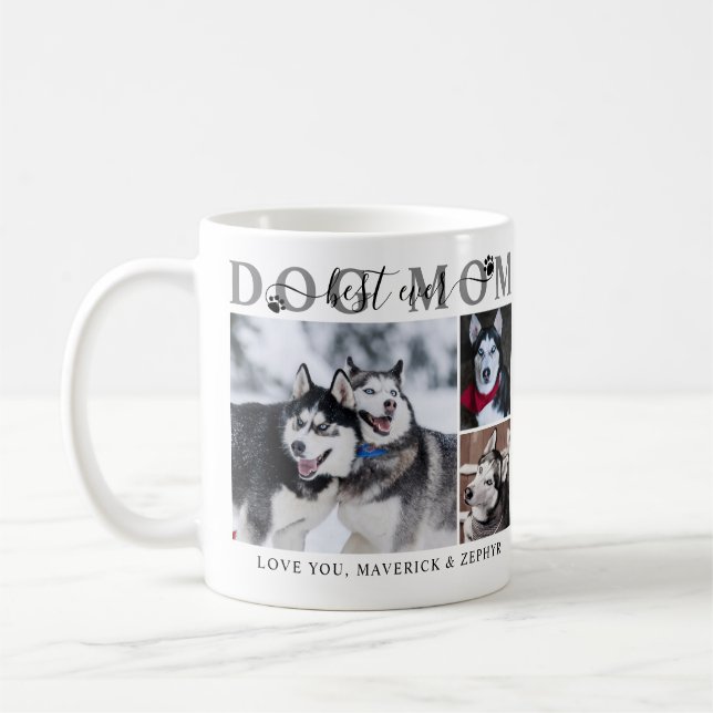 Mug Meilleur Chien Maman Jour Script Nom 3 Photos (Gauche)
