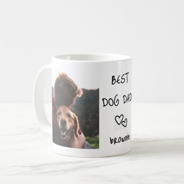 Mug Meilleur Chien Papa Animal Personnalisé Nom 2 Phot (Devant gauche)