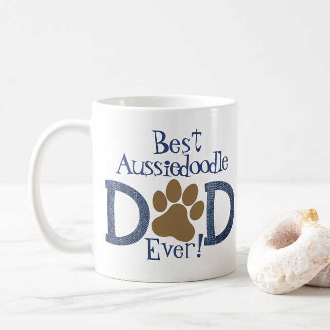 Mug Meilleur Chien Papa, Empreinte de patte & Denim, p (Avec donut)