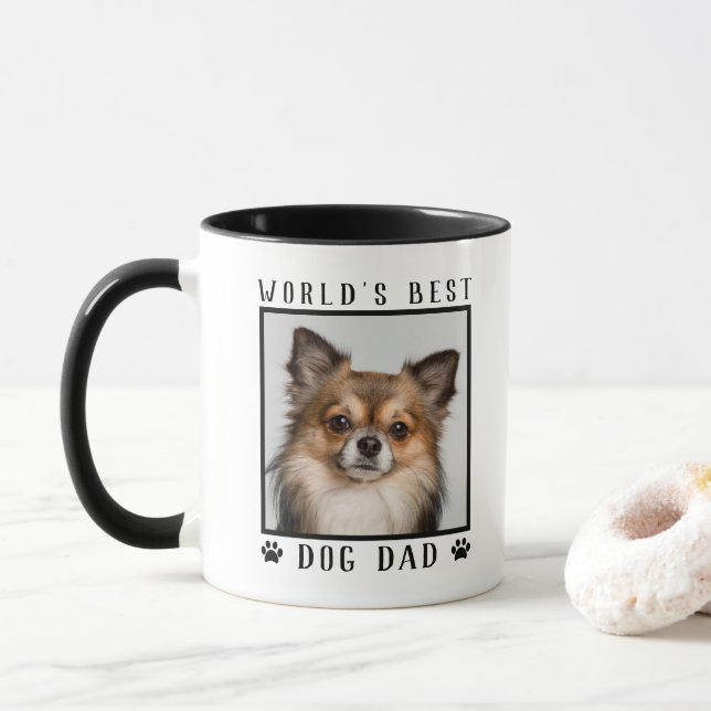 Mug Meilleur Chien Papa Empreintes de pattes du monde  (Avec donut)