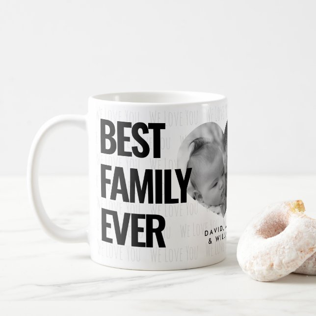 Mug Meilleur collage photo de famille et texte personn (Avec donut)