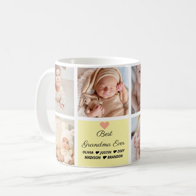 Mug Meilleur collage photo de la grand-mère (Devant gauche)