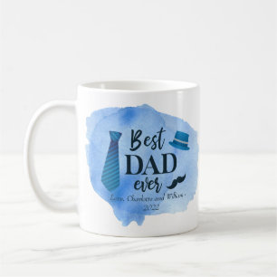 Mug Meilleur DAD jamais Blue Watercolor Cravate Casque