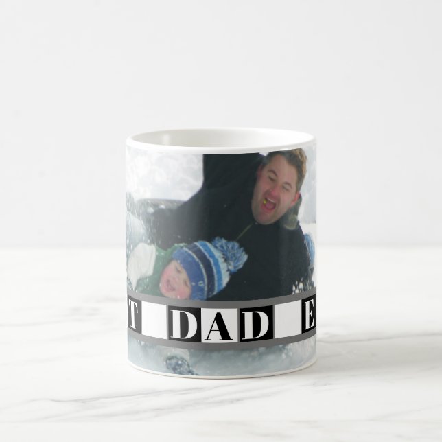 Mug Meilleur DAD jamais typographie noir, blanc blocs  (Centre)