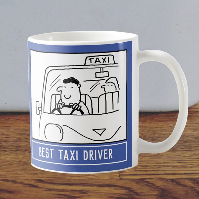 Mug Meilleur dessin de conducteur de taxi avec le nom  (Créateur téléchargé)