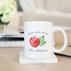 Mug Meilleur enseignant du monde Pomme personnalisée