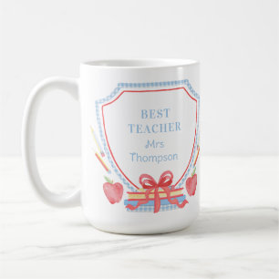 Mug Meilleur Enseignant En vichy Crest de l'école