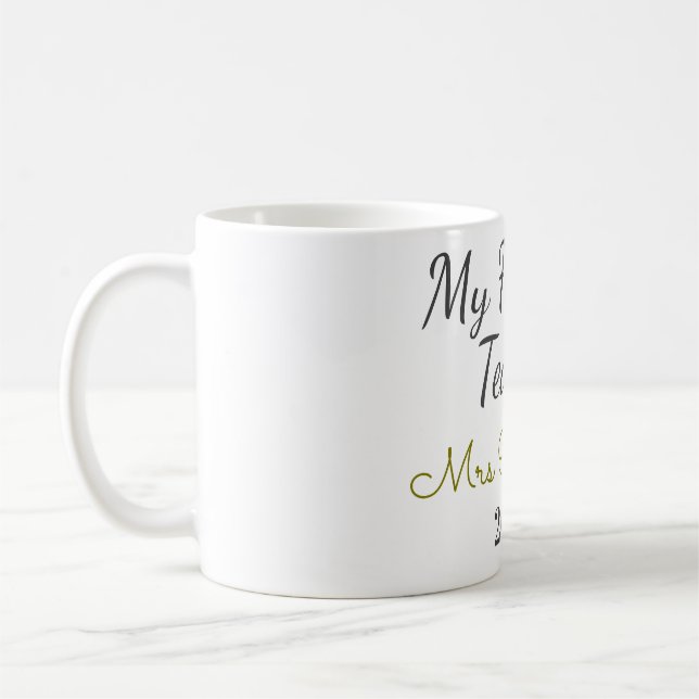 Mug Meilleur enseignant jamais ajouter nom date année  (Gauche)