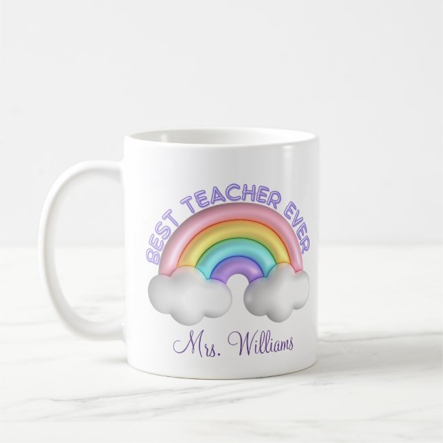 Mug meilleur enseignant jamais, coloré arc-en-ciel per (Gauche)