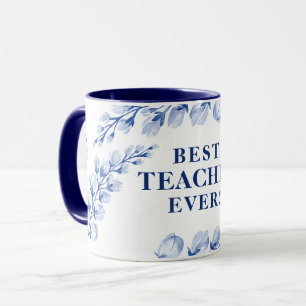 Mug MEILLEUR ENSEIGNANT JAMAIS jolie aquarelle florale