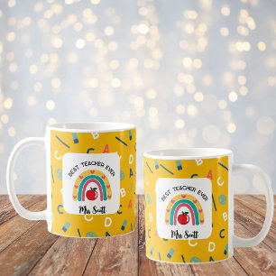 Mug Meilleur enseignant jamais nom arc-en-ciel