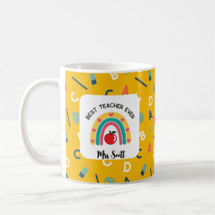 Mug Meilleur enseignant jamais nom arc-en-ciel