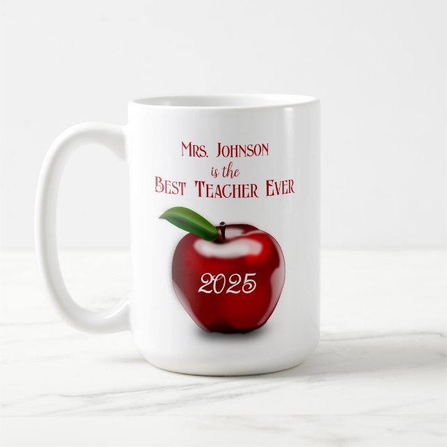 Mug Meilleur enseignant jamais Red Apple | Don de l'en (Gauche)