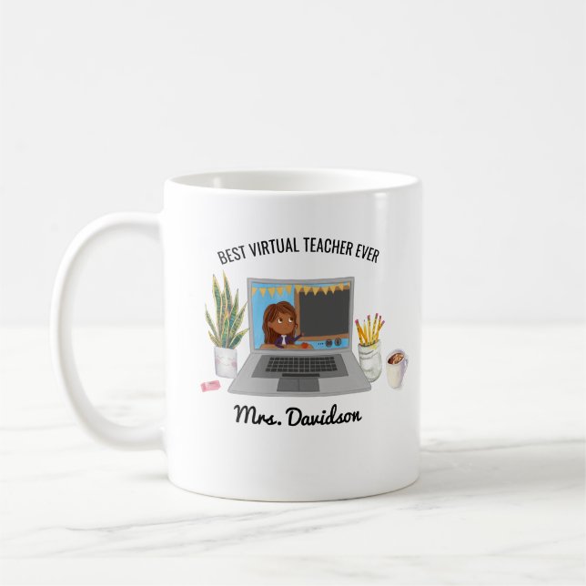 Mug Meilleur enseignant virtuel | Formation à distance (Gauche)