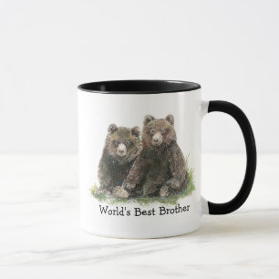 Mug Meilleur Frère du monde, Aquarelle de mignons ours