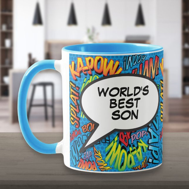 Mug Meilleur Fun Retro Comic Book Blue (World's Best Son Fun Retro Comic Book Blue Mug)
