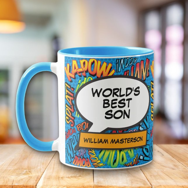 Mug Meilleur Fun Retro Comic Book Pop Art (World's Best Son Fun Retro Comic Book Pop Art Mug)