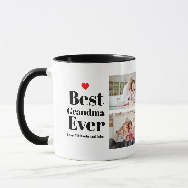 Mug Meilleur Grand-Mère Jamais Coeur 2 Photo Collage (Gauche)