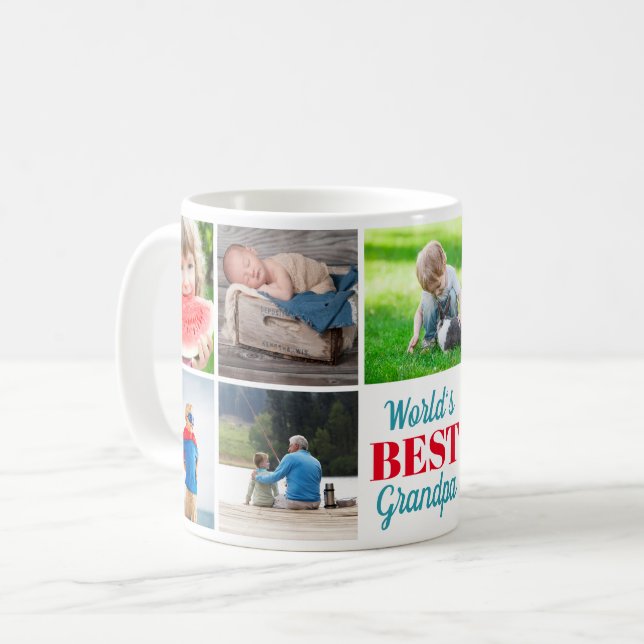 Mug Meilleur grand-père grand-enfants du monde 9 photo (Devant gauche)