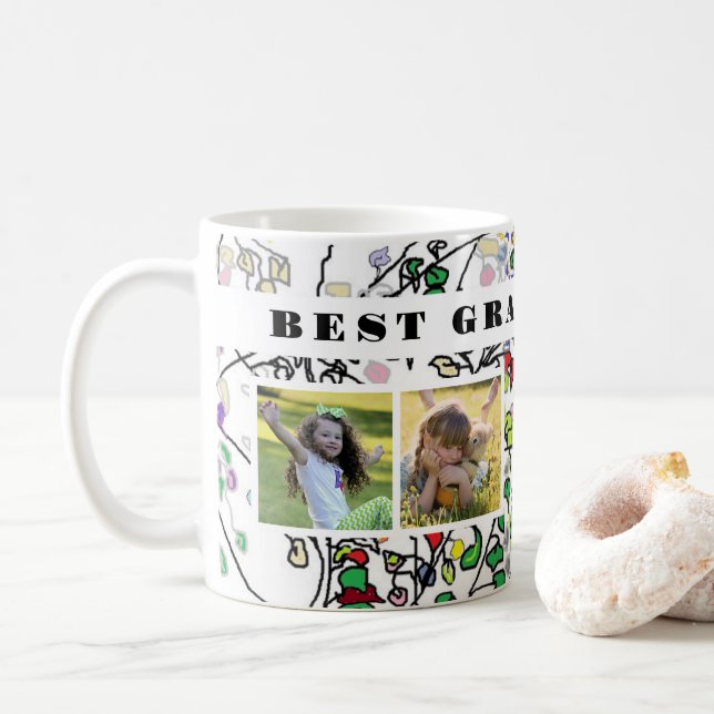 Mug Meilleur grand-père jamais photo collage aquarelle (Avec donut)