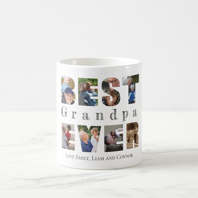 Mug Meilleur grand-père jamais photo texte personnalis (Centre)