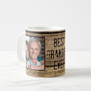 Mug MEILLEUR GRANDPA JAMAIS Bois rustique Deux photos